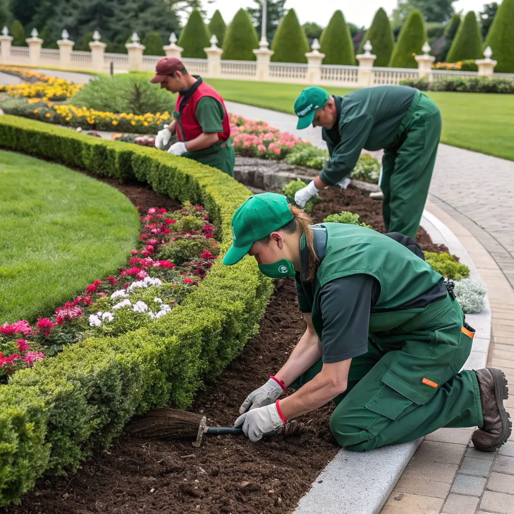 Team working on landscaping project